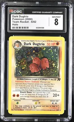 CGC 8 Dark Dugtrio 2000 Team Rocket 6/82 Holo Pokemon Card - Image 1