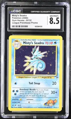 CGC 8.5 Misty's Seadra 2000 Gym Heroes 9/132 Prerelease Holo Pokemon Card - Image 1