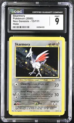 CGC 9 MINT Skarmory 2000 Neo Genesis 13/111 Holo SWIRL Pokemon Card - Image 1