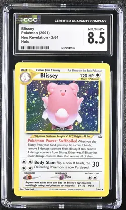 CGC 8.5 Blissey 2001 Neo Revelation 2/64 Holo Pokemon Card - Image 1