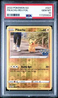 2022 POKEMON GO 027 PIKACHU Reverse Holo Foil PSA 10 GEM MT - Image 1