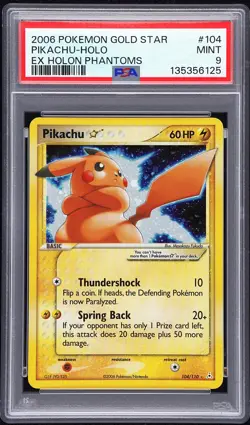 2006 POKEMON EX HOLON PHANTOMS GOLD STAR #104 PIKACHU-HOLO PSA 9 - Image 1
