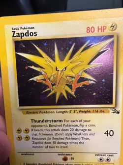 Pokemon TCG Zapdos Fossil 15 Holo Unlimited Holo Rare Vintage WOTC LP - Image 2