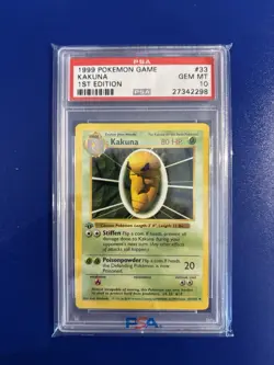 1999 Pokemon Game Kakuna #33/102 1st Edition Base Set PSA 10 GEM MINT - Image 1