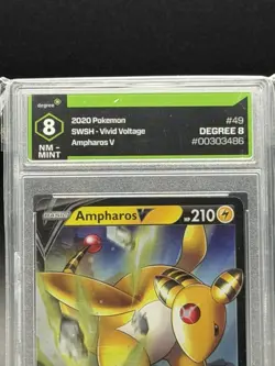 2020 POKEMON SWORD & SHIELD VIVID VOLTAGE #049 AMPHAROS V Graded 8 NM-Mint - Image 2