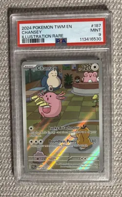 2024 Pokemon TWM EN Chansey Illustration Rare #187 PSA Mint 9 - Image 1
