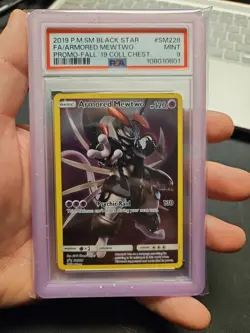 2019 Pokemon SM Black Star Promo Armored Mewtwo Fall '19 Coll.Chest PSA 9 #SM228 - Image 1