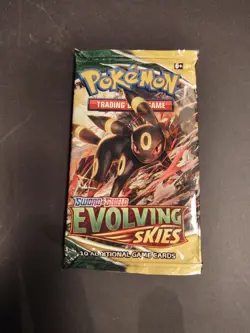 Pokemon TCG Sword & Shield Evolving Skies Booster Pack Ombreon Cover SEALED NE 820650808777 - Image 1