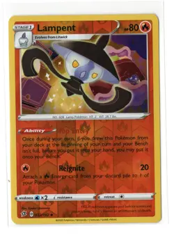Lampent 032/192 Pokemon TCG Uncommon Reverse Holo Card Rebel Clash Near Mint -NM - Image 1
