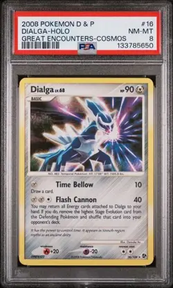 2008 POKEMON DIAMOND & PEARL GREAT ENCOUNTERS #16 DIALGA HOLO 16/106 PSA 8 - Image 1