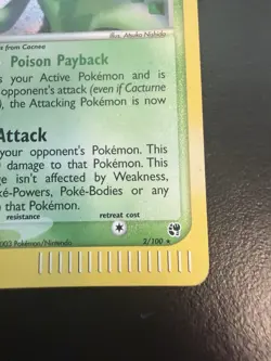Pokemon TCG Cacturne Sandstorm 2/100 Holo Rare Vintage LP - Image 2
