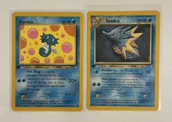 Horsea + Seadra 1st Edition, Neo Genesis Pokemon Vintage WOTC LP - Image 1