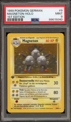Pokemon Magneton Base Set 1st Edition GERMAN Holo Rare #9 PSA 9 Mint - Image 1