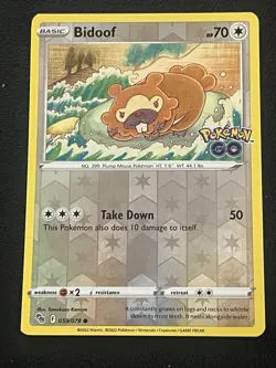 2022 Pokemon Go Set Nintendo reverse Holographic Holo Foil Bidoof 59 /78 - Image 1