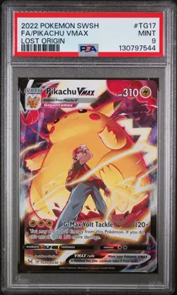 2022 POKEMON SWORD & SHIELD LOST ORIGIN #TG17 FULL ART/PIKACHU VMAX PSA 9 - Image 1