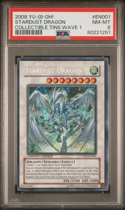 2008 YU-GI-OH! COLLECTIBLE TINS WAVE 1 #EN001 STARDUST DRAGON PSA 8 - Image 1