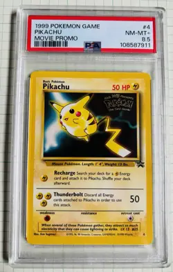 PSA 8.5 ! Pikachu 4 Movie Black Star Promo Near MINT+ Card 1999 - Image 1