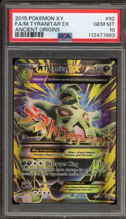 Pokemon M Tyranitar EX XY Ancient Origins Full Art #92 PSA 10 Gem Mint - Image 1
