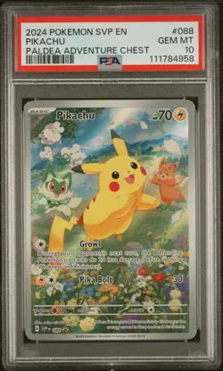 2024 POKEMON SVP EN-SV BLACK STAR PROMO PALDEA ADVENTURE CHEST PIKACHU PSA 10 - Image 1