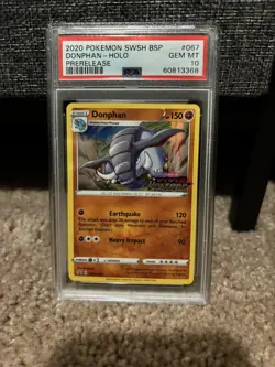 2020 Pokemon Sword & Shield Donphan SWSH067 Vivid Voltage Prerelease GEM PSA 10 - Image 1