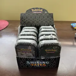 Pokemon Shining Fates Mini Tin Display Box - 10 Sealed Tins - Image 1