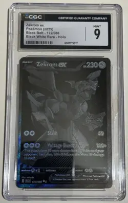 2025 POKEMON - Zekrom Ex - BLACK BOLT - #172/086 - BLACK WHITE RARE - Cgc 9 - Image 1