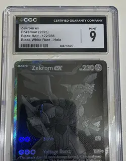 2025 POKEMON - Zekrom Ex - BLACK BOLT - #172/086 - BLACK WHITE RARE - Cgc 9 - Image 2