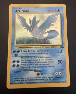 Pokemon Articuno Fossil Holo Rare Card 2/62 Basic 70 HP 1999 - Image 1