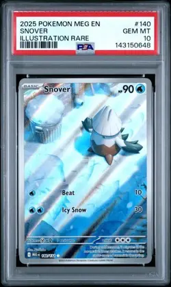 2025 Pokemon Mega Evolution 140/132 Snover Illustration Rare PSA 10 Graded card - Image 1