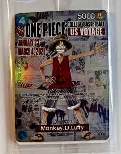 One Piece Monkey.D.Luffy US College Basketball Promo Card + Poster *SEALED 🔥🏀 - Image 1