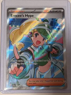 Emcee’s Hype 220/182 Pokemon TCG Sv Destined Rivals Full Art Holo Trainer (MINT) - Image 1