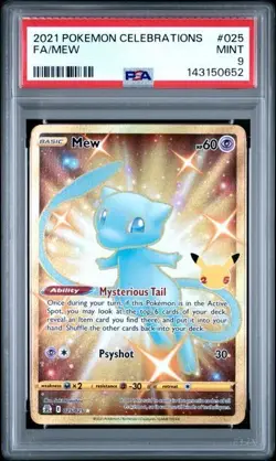 2021 Pokemon Sword & Shield Celebrations Mew 025/025 PSA 9 Gold Full Art - Image 1