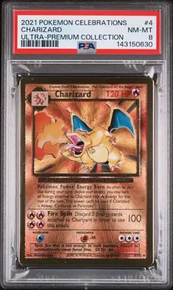 Pokemon Celebrations Charizard 4/102 Gold Ultra Premium Collection Metal PSA 8 - Image 1