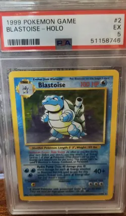 1999 WOTC Pokemon Blastoise Holo #2 PSA 5 - Image 1