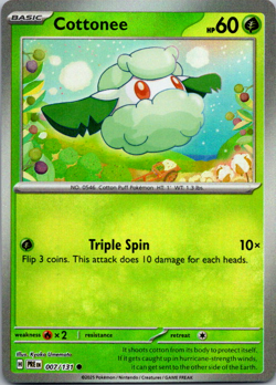 Pokemon Prismatic Evolutions - COTTONEE - POKE BALL REVERSE HOLO - 007/131 - NM - Image 1
