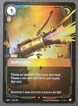 Riftbound League Of Legends Origins Foil Card OGN 156 Sabotage - Image 1