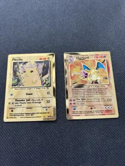 Pokemon Celebrations Gold Metal Charizard & Pikachu Cards 25th Anniversary Base - Image 1