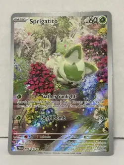 Pokemon TCG Sprigatito Sv02 Paldea Evolved Rare Holo Card #196/193 Illustration - Image 1