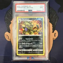 PSA 9 MINT 2022 Pokemon Go TYRANITAR #043 Reverse Holo Foil Rare - Image 2