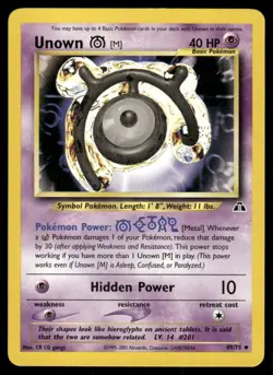 Pokemon Tcg Unown M #49 Pokemon Neo Discovery LP - Image 1