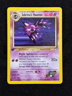 2000 Pokemon Gym Heroes - Sabrina's Haunter 1st Edition 058/132 Non-Holo - Image 1
