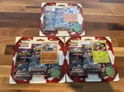 Pokemon Sun & Moon Crimson Invasion 3-Pack BLISTER PROMO COIN FACTORY SEALED - Image 1