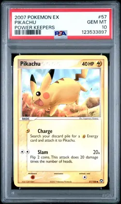 2007 POKEMON EX POWER KEEPERS #57 PIKACHU PSA 10 - Image 1