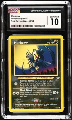 2001 Neo Revelation Murkrow 46/64 Pokemon Card Unlimited CGC 10 GEM MINT 💎 - Image 1