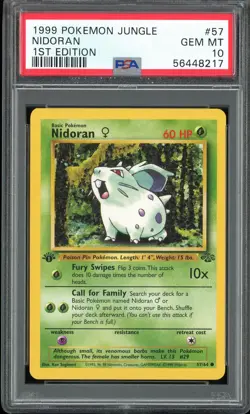 PSA 10 Nidoran F 1st Edition Jungle 57/64 Pokemon Card - Image 1