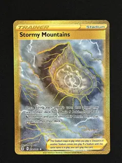 Stormy Mountains 232/203 SWSH Evolving Skies Holo Secret Rare Gold Pokemon Card - Image 1