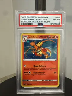 2022 Pokemon SWSH Pokemon Center Special Delivery Charizard Promo #075 PSA 8 - Image 1