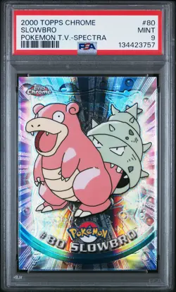 2000 Topps Chrome Pokemon T.V. #80 Slowbro Pokemon T.V.-Spectra PSA 9 - Image 1