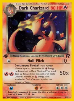 Pokemon Dark Charizard Team Rocket 1st Edition 4/82 Rare 80 HP Trading Card - Image 1
