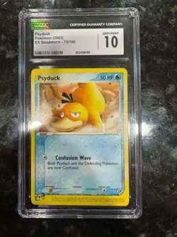 CGC 10 GEM MINT Psyduck 2003 EX Sandstorm 73/100 Pokemon Card - Image 1